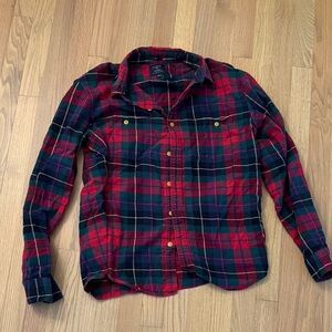J. Crew Red and Blue Plaid Cotton Flannel Slim Fit Shirt